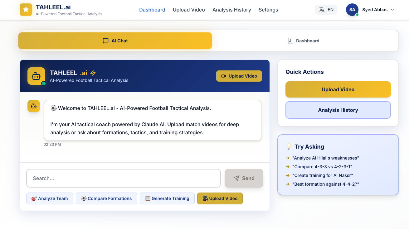 TAHLEEL.ai AI Chat Interface