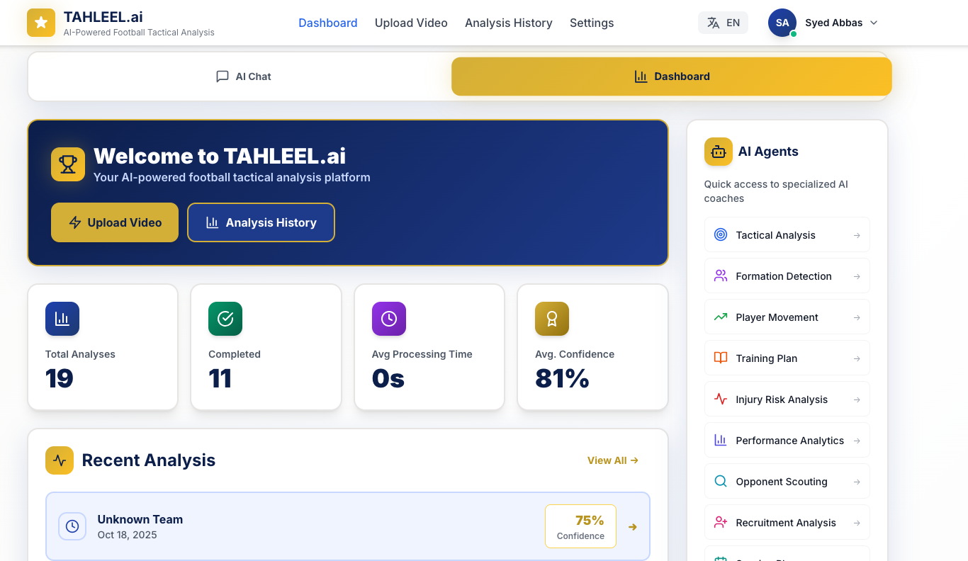TAHLEEL.ai Dashboard