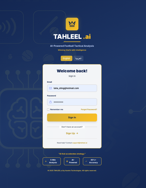 TAHLEEL.ai Login Page